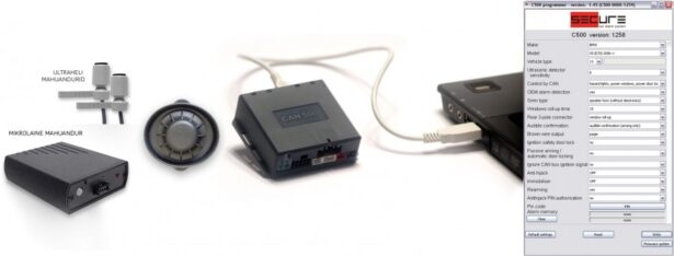 C500 auto originaalpuldist töötav CAN alarm