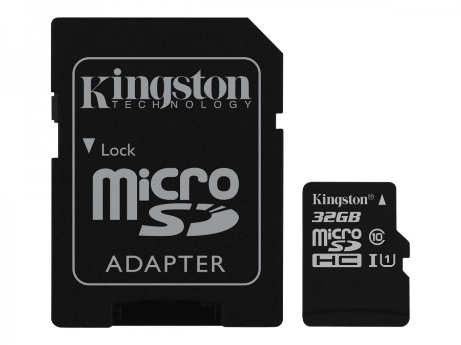 Kingston 32GB microSD kaart + adapter UHS-I Class U1 / Class 10