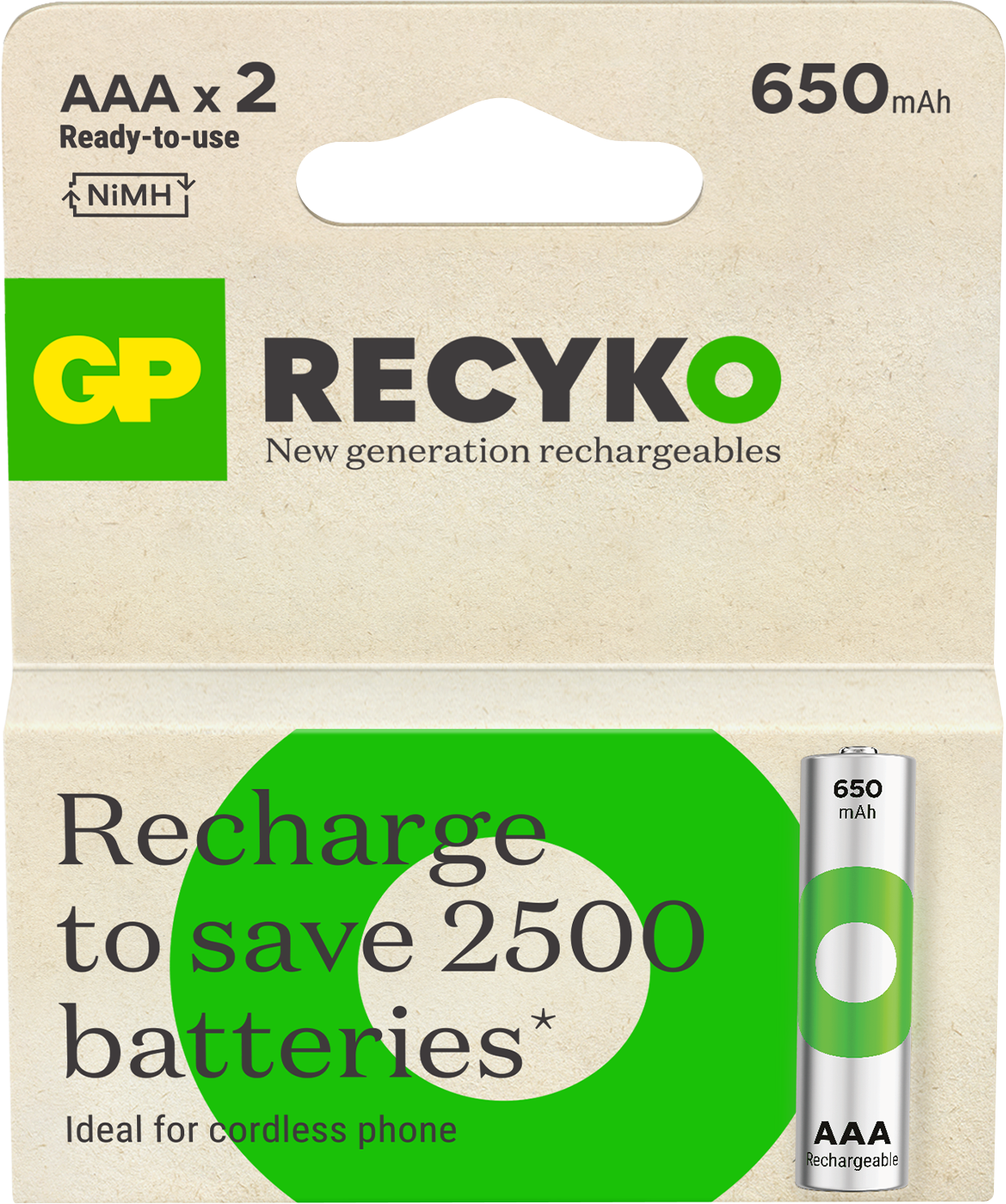 Recyko AAA akud 650mAh