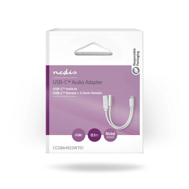USB-C pistik - USB-C/3.5 Jack pesa adapter