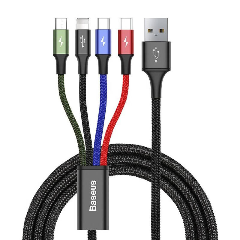 USB A – micro USB / 2x USB-C / Lightning kaabel