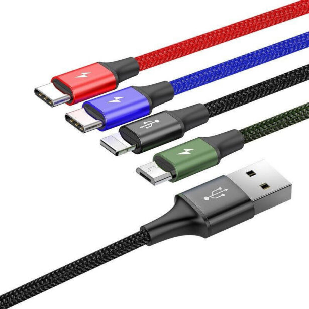 USB A - micro USB / 2x USB-C / Lightning kaabel