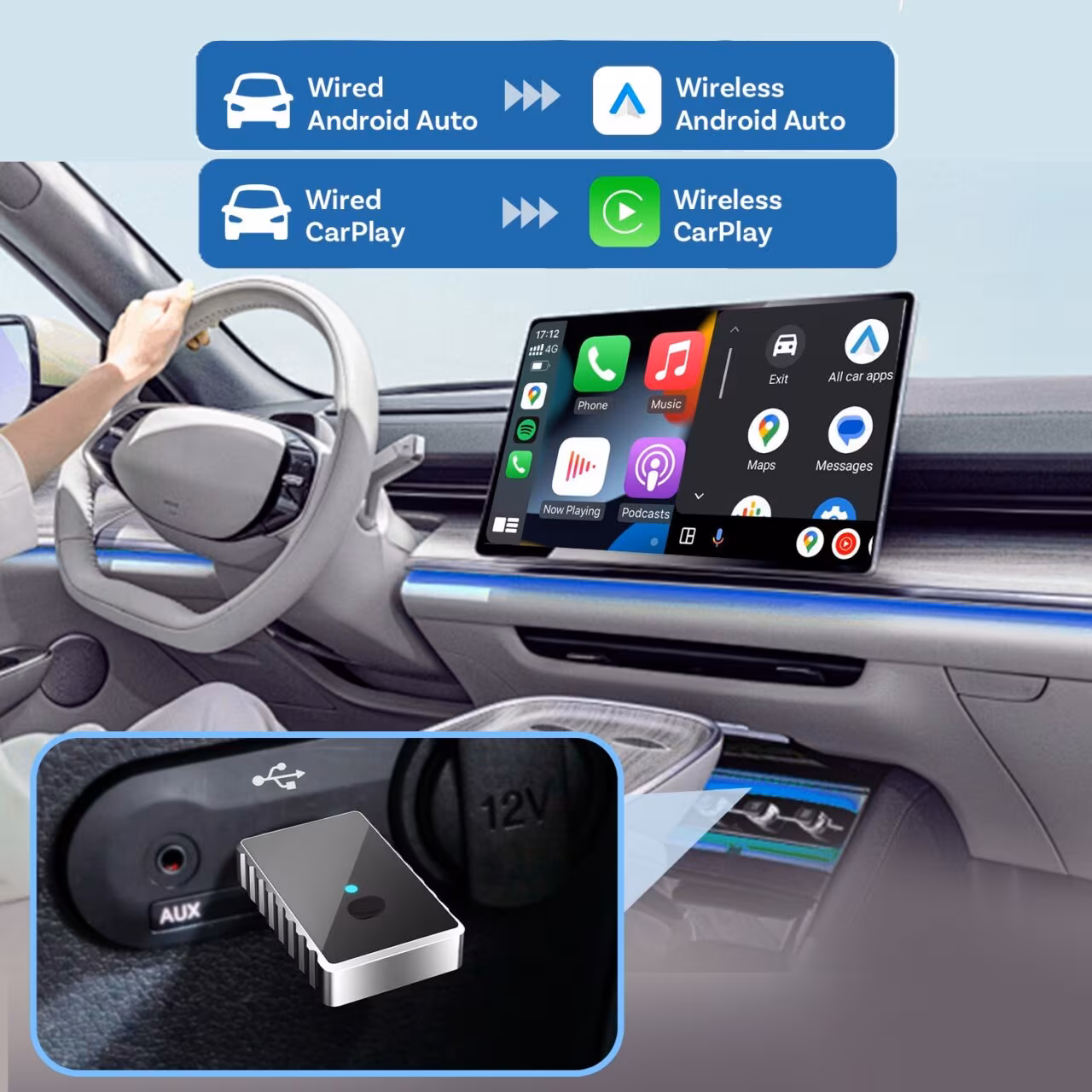 CA505-M CarPlay/AndroidAuto juhtmevaba moodul